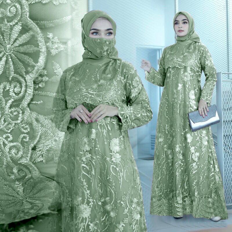 Gamis Pesta SORAYA Gamis Brukat Terbaru Maxy Seragam Remaja Dress Kondangan Keluarga