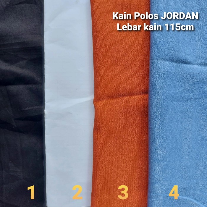 50cm Kain Polos Meteran 4 warna hitam putih orange biru JORDAN lb115cm