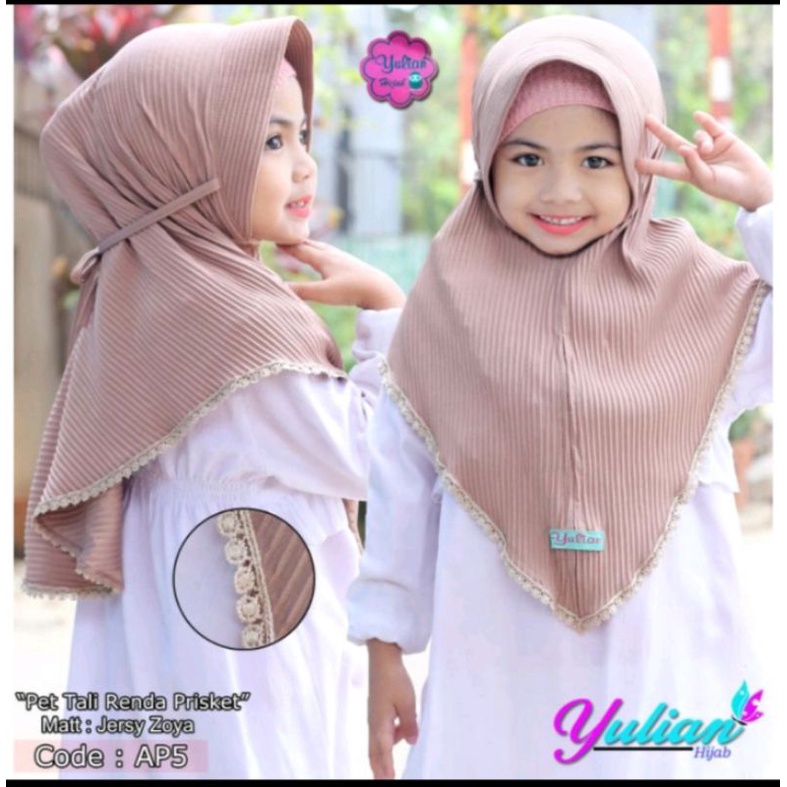 JILBAB INSTAN ANAK "PET TALI RENDA PLISKET" ORI YULIAN HIJAB