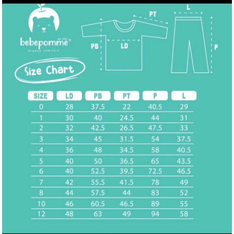 baju tidur baju setelan panjang piama bebepomme 3 4 5 6 7 8 9 10 11 12 14 15 tahun