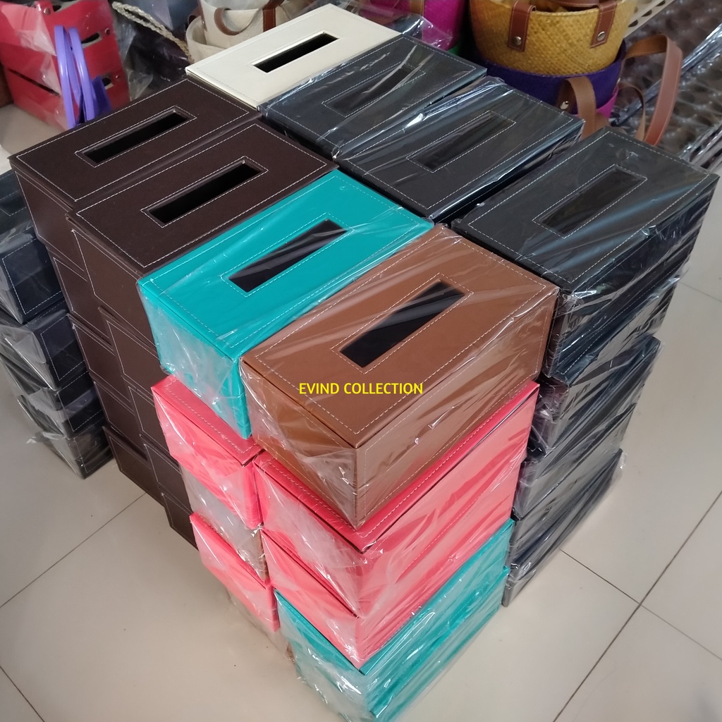 Tempat Tissue Kulit Sintetis Isi 250 Sheet Kotak Tisu Premium