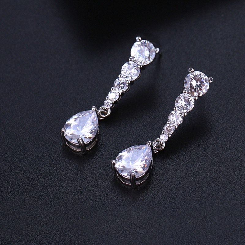 Anting Kristal Cubic Zirconia Bentuk Pir Untuk Wanita