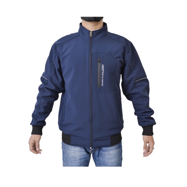 jaket Freestyle pria waterproof bahan bonding micro
