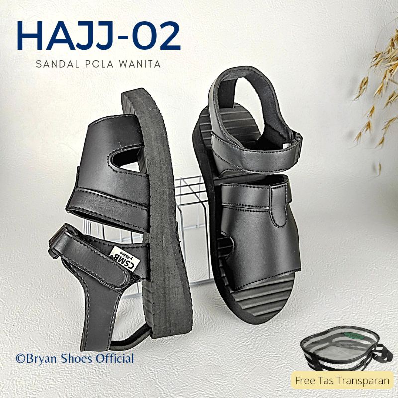 02 BRYAN KRN Sepatu Sandal Haji Umroh Putih Gunung Size 36-40 41 42 43 Hitam (Pola Kecil Wanita)