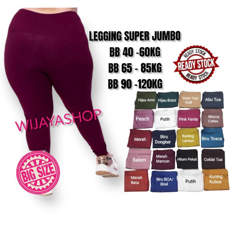 Legging Super Jumbo Wanita Polos Panjang XXXL 4XL BB 90 120KG