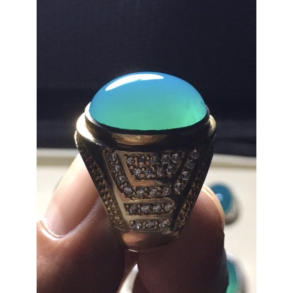 BATU BACAN ASLI NATURAL DOKO MAJIKO KRISTAL HQ - RING PERAK HANDMADE TABUR
