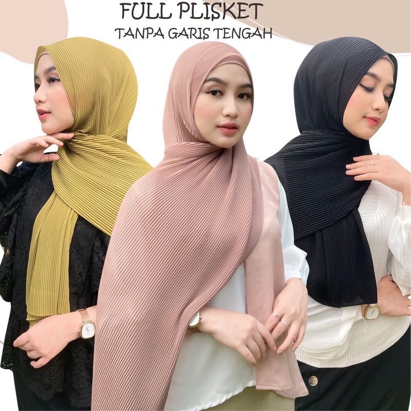 HIJAB PASHMINA PLISKET FULL LIDI/HIJAB CERUTTY BABYDOLL (tanpa garis tengah) uk.180/75