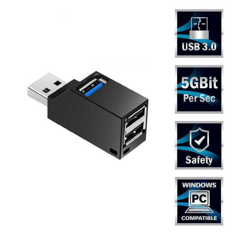 Mini USB Hub Super Speed USB 3.0 3 Ports - ZG1063 - Black