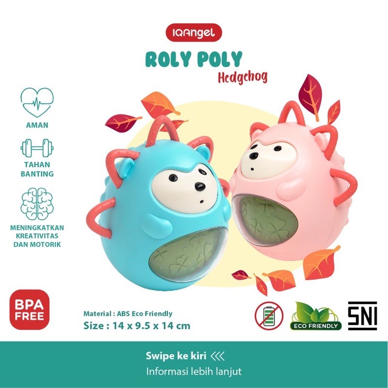 Iq Angel Roly Poly Hedgehog Toys - Mainan Gigitan Bayi Teether - Mainan motorik bayi edukatif