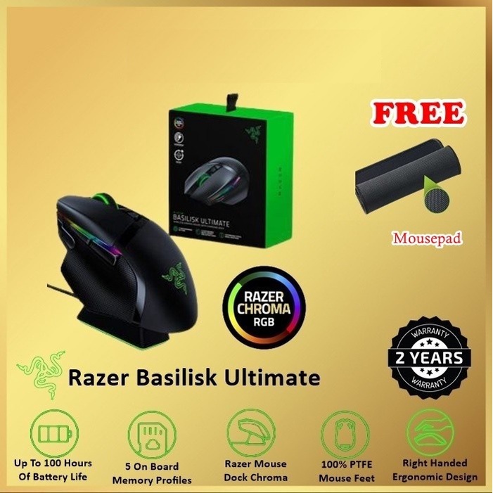 Razer Basilisk Ultimate Wireless Gaming Mouse With Charging Dock