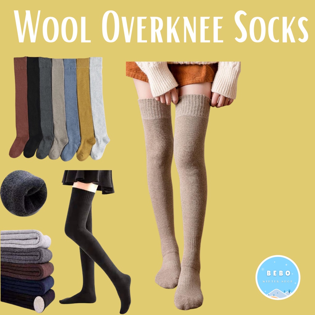 Kaos Kaki Selutut Rajut Hangat Overknee Socks Boots Socks