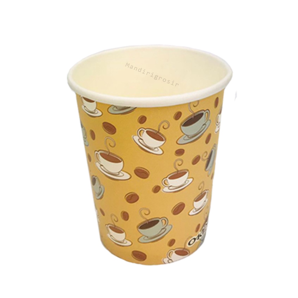 Paper cup * Gelas Kertas * Motif gambar gelas kopi * Isi 50pcs 6.5 oz