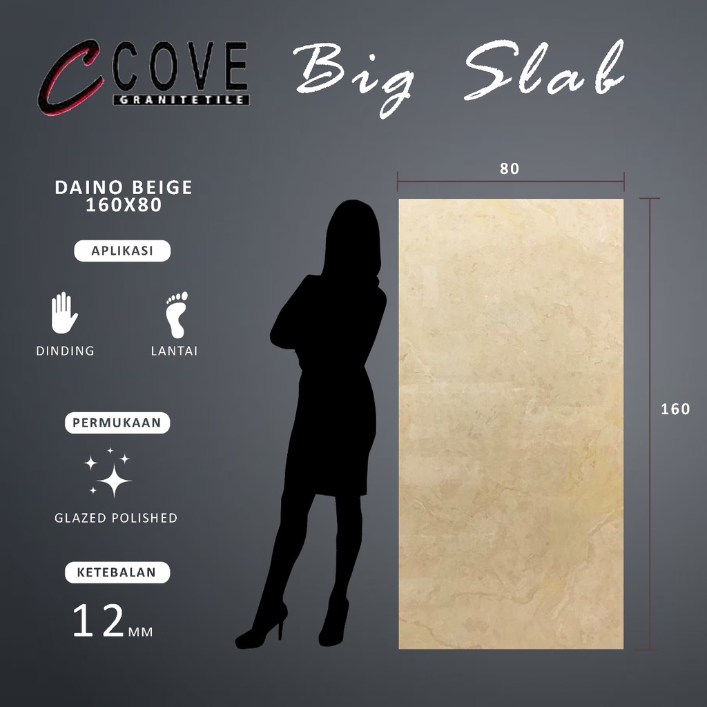 Granit Big Slab 160x80 Cove Daino Beige / Granite Dinding Lantai