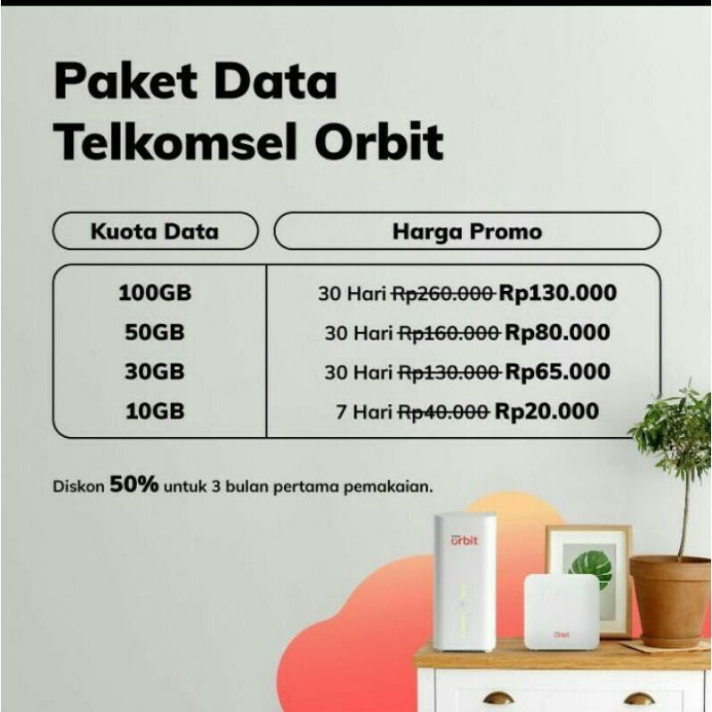 Kartu Perdana Orbit Telkomsel Total Kuota 150GB