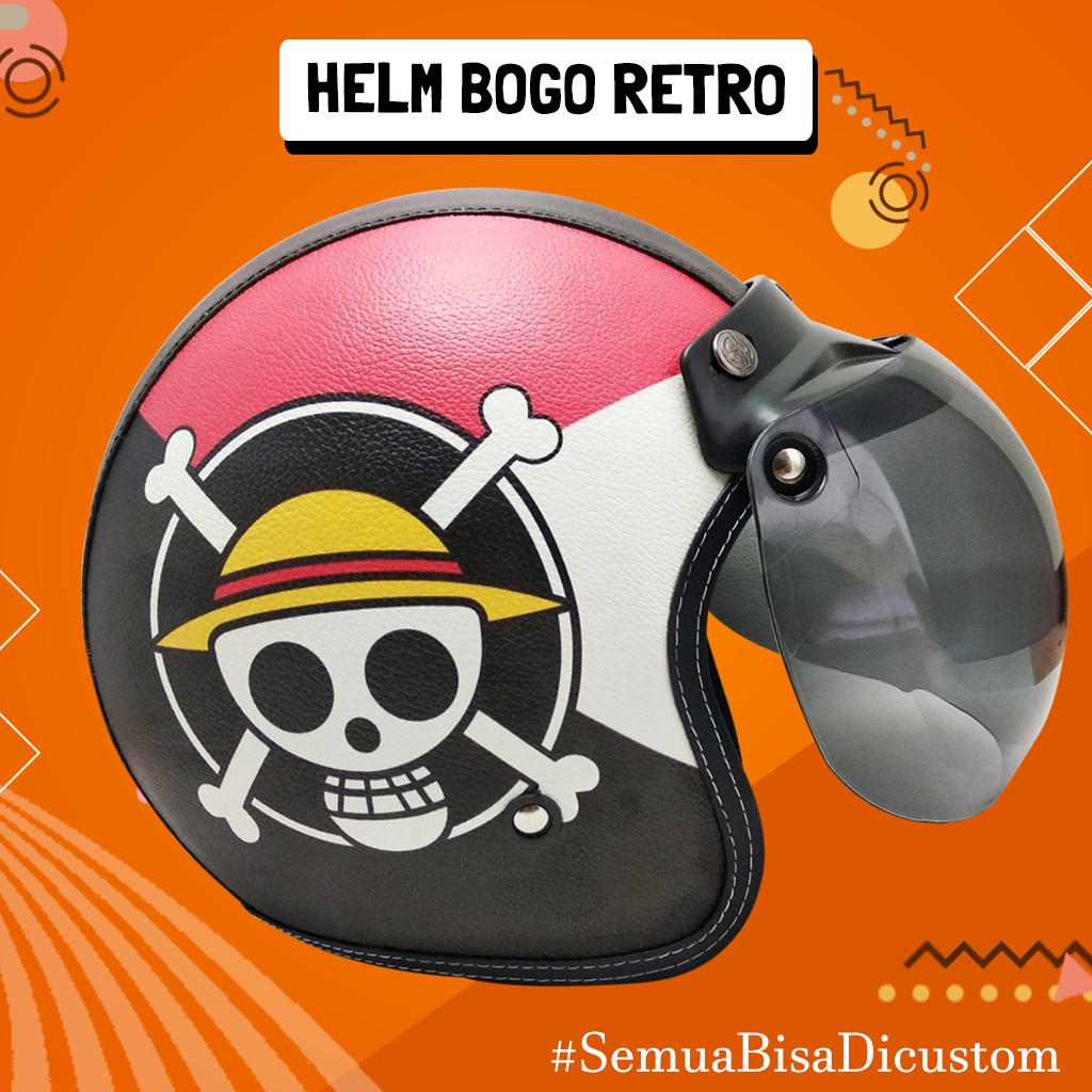 Helm Bogo Kulit Dewasa/Anak-anak One Piece Free Tambah Nama