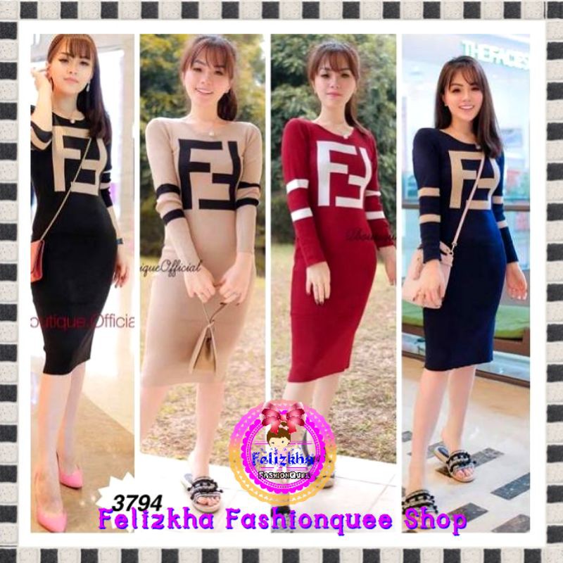 Felizkha - 3794 PROMO DRESS RAJUT WANITA TEBAL MIDI DRESS RAJUT / BAJU WANITA MURAH / DRESS PANJANG 
