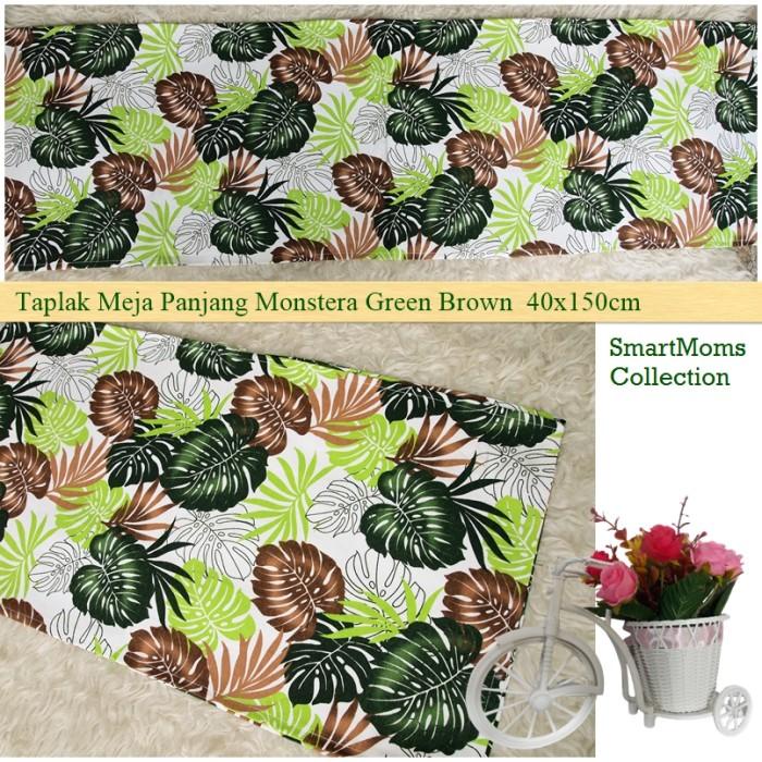 Taplak Meja Panjang Minimalis Modern /Taplak Meja Tamu Kanvas Monstera