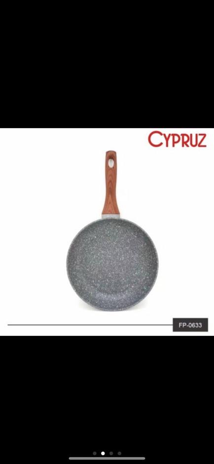 Fp0633 26cm Cypruz Fry Pan Kayu Marble Teflon Induksi