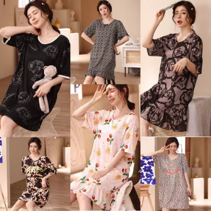 BAJU KAOS DASTER PIYAMA BAJU TIDUR KOREA WANITA DEWASA KATUN IMPORT KEKINIAN LENGAN PENDEK
MOTIF GRO