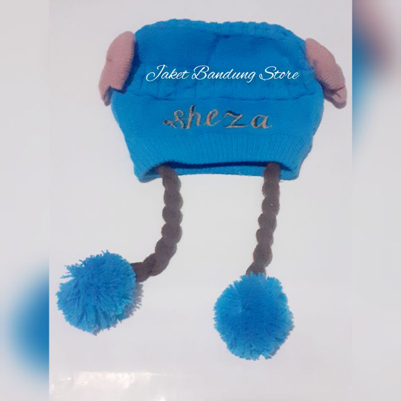 TOPI BAYI RAMBUT/KUPLUK KEPANG POMPOM GRATIS PASANG NAMA SUKA SUKA-3