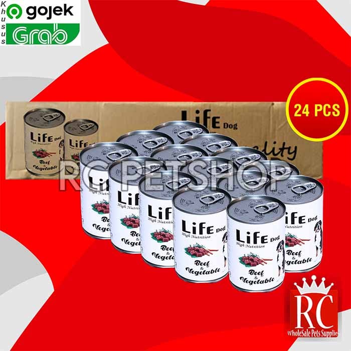 Gosend Life Dog Makanan Anjing Wet Food Kaleng Dus Isi 24 PCS 375 GR