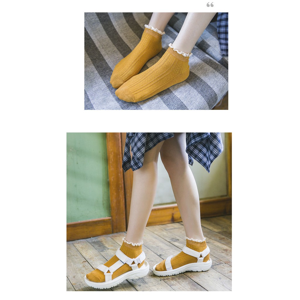 KK-70 kaos kaki wanita cotton tebal renda autumn twist import jepang korea japan