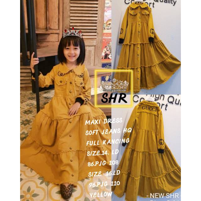 New maxi dress anak shof jeans HQ ori shr