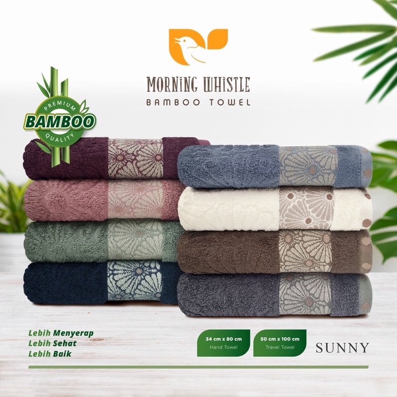 ORIGINAL | TERRY Palmer Morning Whistle Sunny Bamboo Hand towel ,handuk travel mandi dewasa 34x80 cm dan 50x100cm