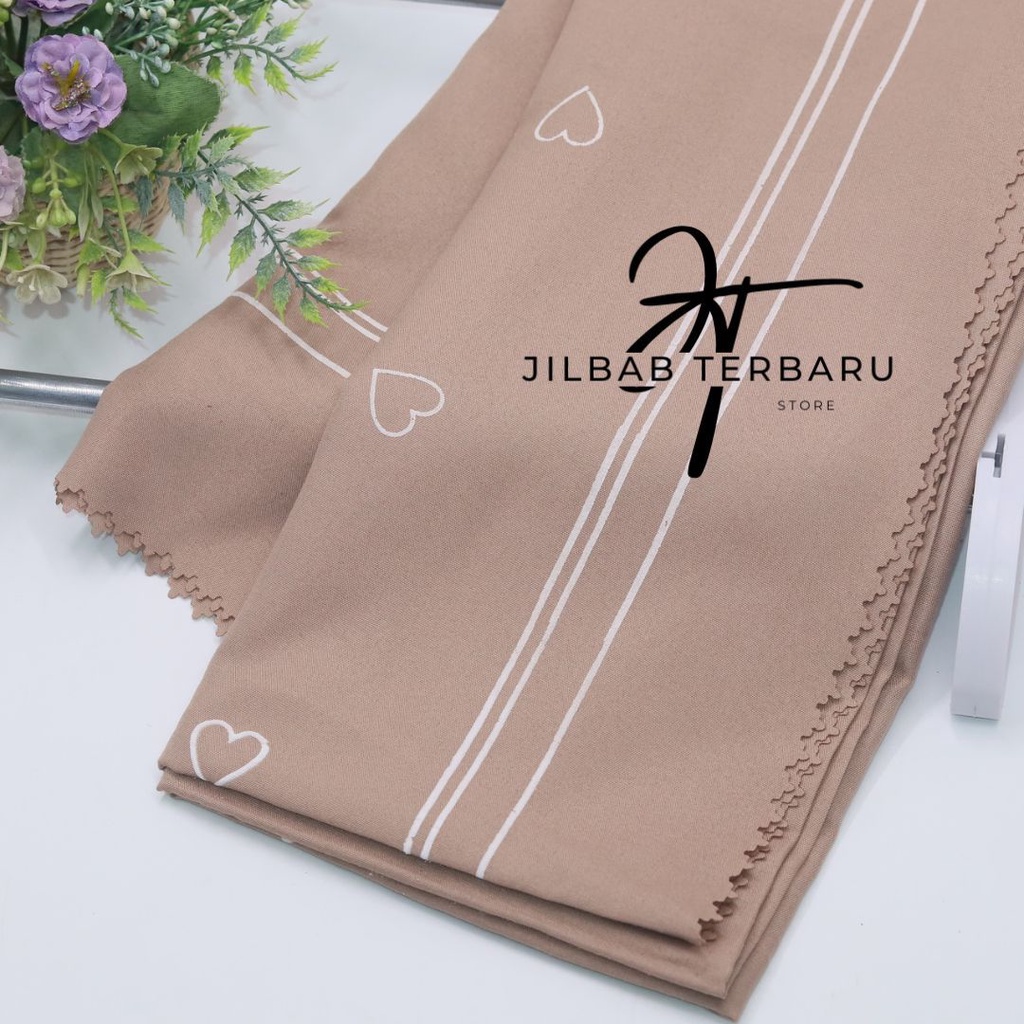 Jilbab Voal Syari Love / Kerudung Segiempat Syari Motif Love / Hijab Syari Segi Empat Bahan Voal Motif Love