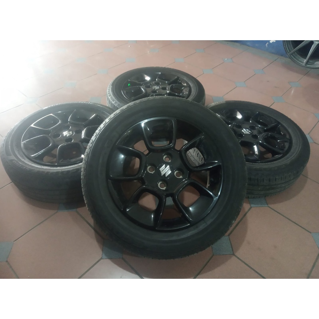 velg mobil bekas murah ring 15 untuk ignis ayla agya calya sigra sirion march pcd 4x100 warna hitam 