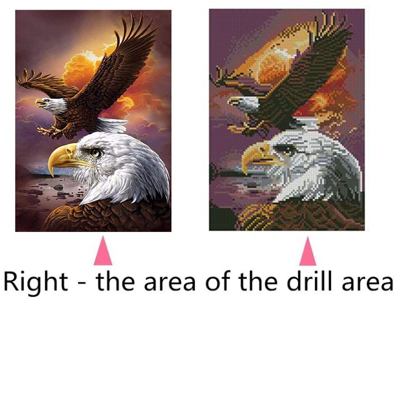 Lukisan Sulaman Berlian 5d Jahitan Bersilang Desain Burung Elang