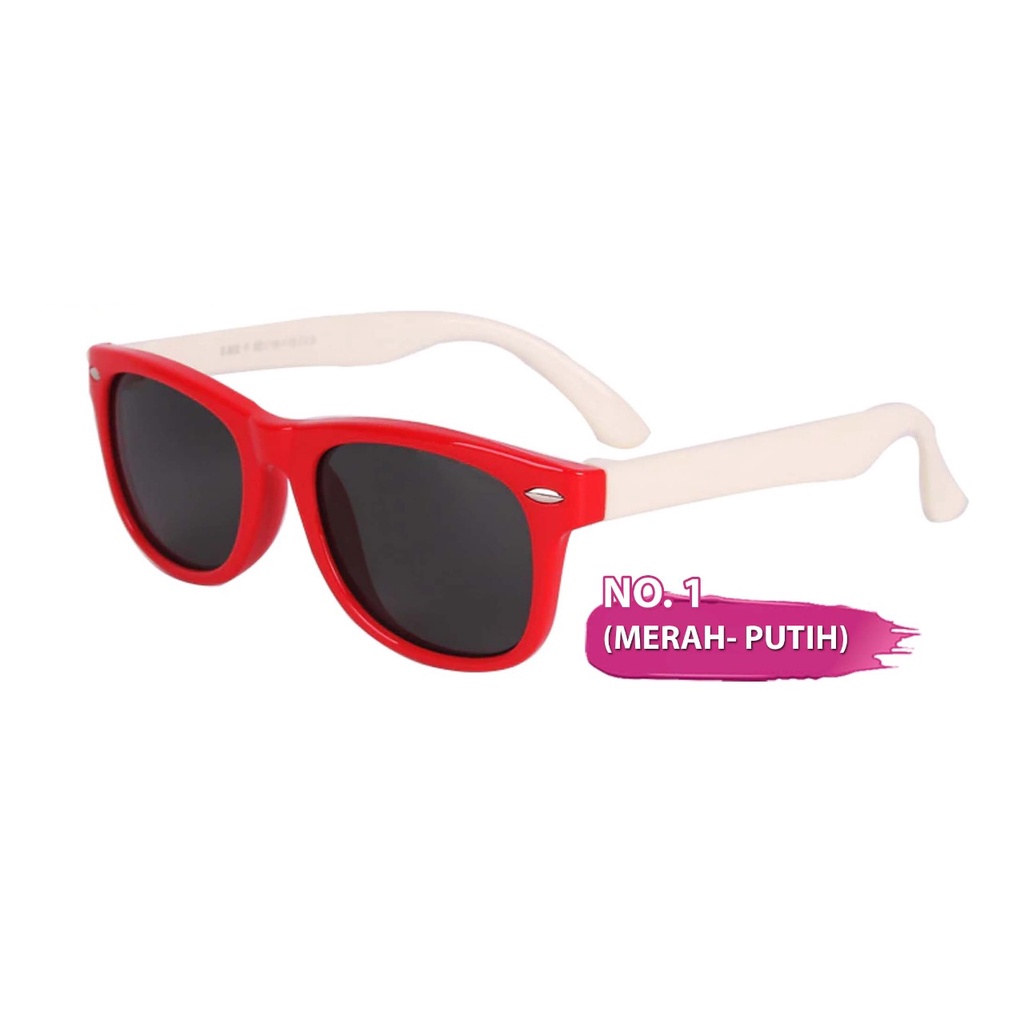Kacamata Anak - UV400/Polarized - Flexible Sunglasses-merah-putih