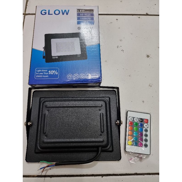 Floodlight led sorot SMD 50W RGB remot outdoor IP44