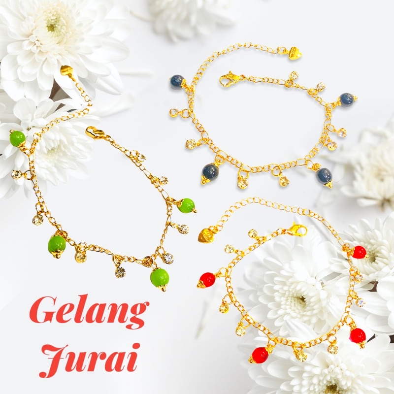 gelang tangan wanita //gelang lapis emas //gelang kombinasi batu warna warni //gelang