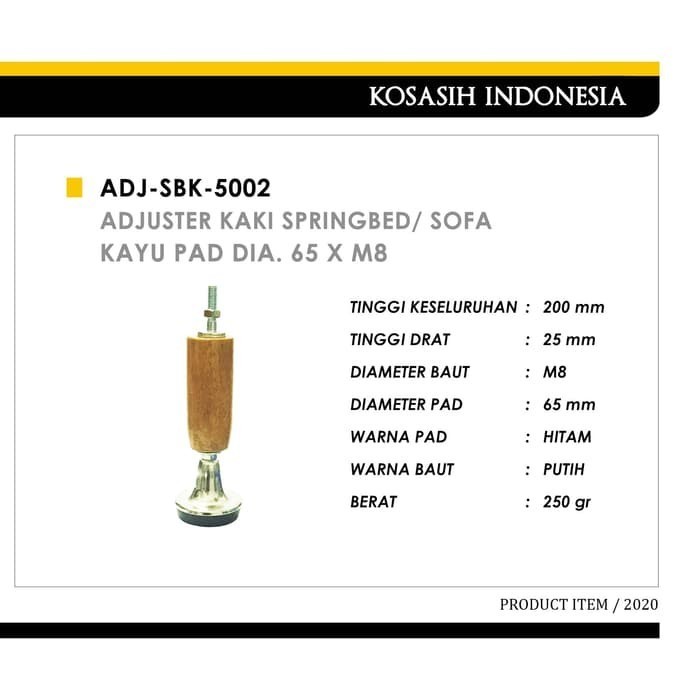 052 KOIN ADJUSTER KAKI SPRING BED SOFA KAYU PAD DIA.65 X M8