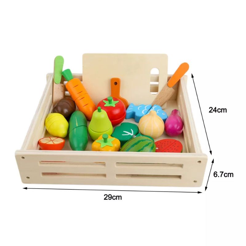 17Pcs Look At It Mainan Masak Masakan Wooden Toys Mainan Kayu Mainan Dapur Anak Perekat magnet