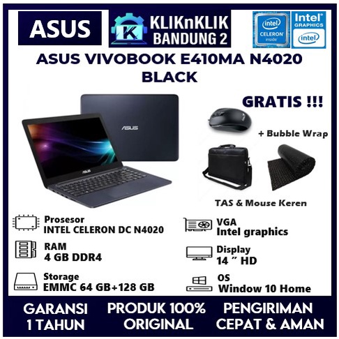 LAPTOP ASUS VIVOBOOK E410MA N4020 4GB 64GB 128GB WIN10HOME STAR BLACK-1