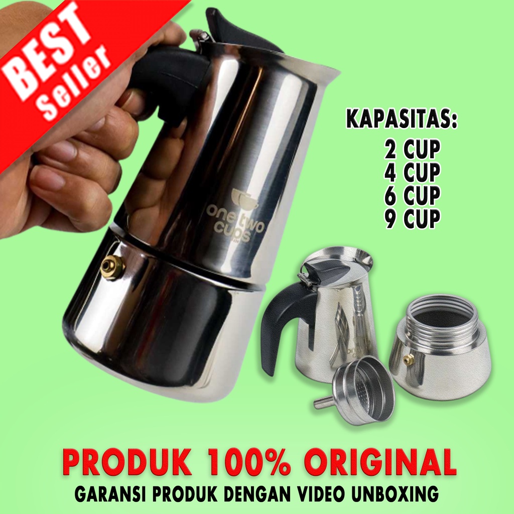 Moka Pot Expresso Espresso Coffee Maker Stainless 2 4 6 9 Cup Teko Stovetop Filter Pembuat Kopi