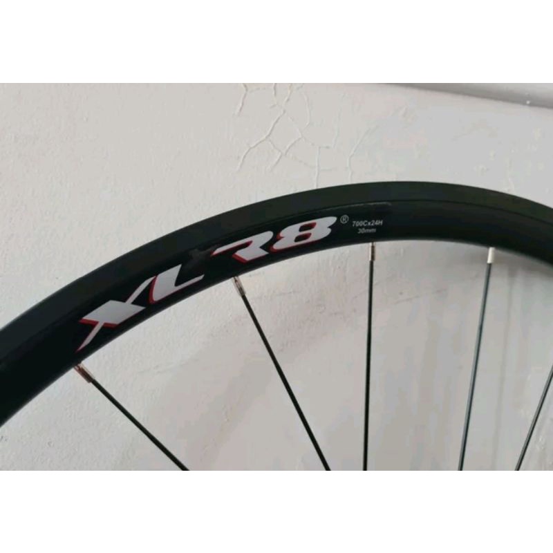 Wheelset Sepeda Roda XLR8 700c Black red Roadbike Discbrake Bisa TA &amp; QR Wheel set Road Bike Disc Brake Balap roadbike hybrid cyclo cross Gravel