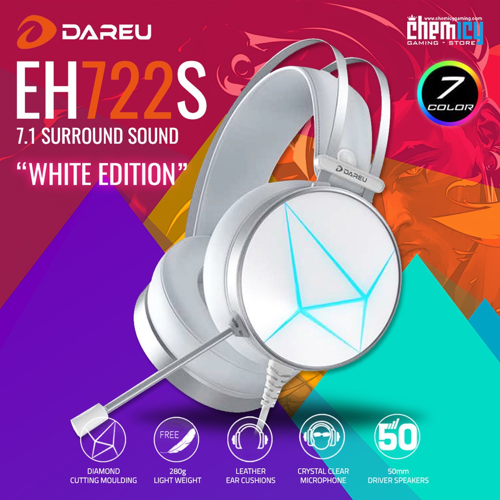 Dareu Magic EH722S White RGB 7.1 Surround Gaming Headset