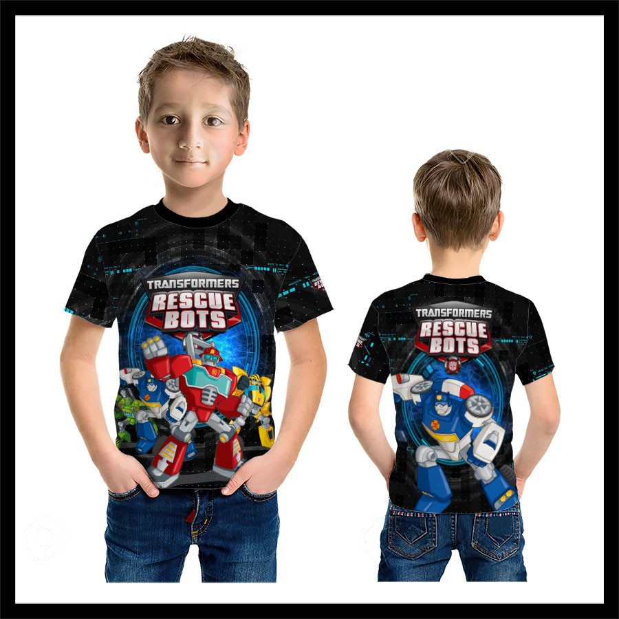 Kaos Baju Anak Transformers Rescue Bots Art 01 Fullprint Custom - S