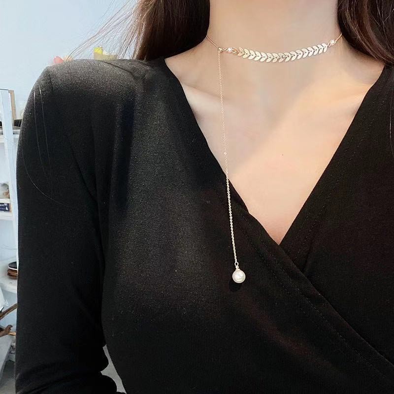 [COD] Kalung Liontin Mutiara/Rantai Klavikula Choker Aksesoris Fashion Korean Import Untuk Wanita