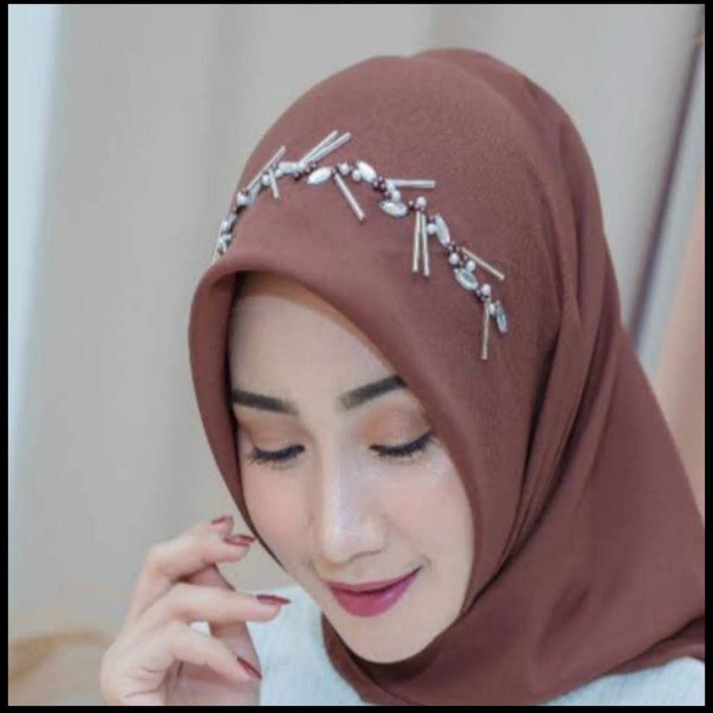 KERUDUNG SEGI EMPAT BELLA SQUARE PAYET/ JILBAB PAYET BELLA SQUARE BAHAN POLLYCOTTON/ HIJAB PAYET-CHOCO