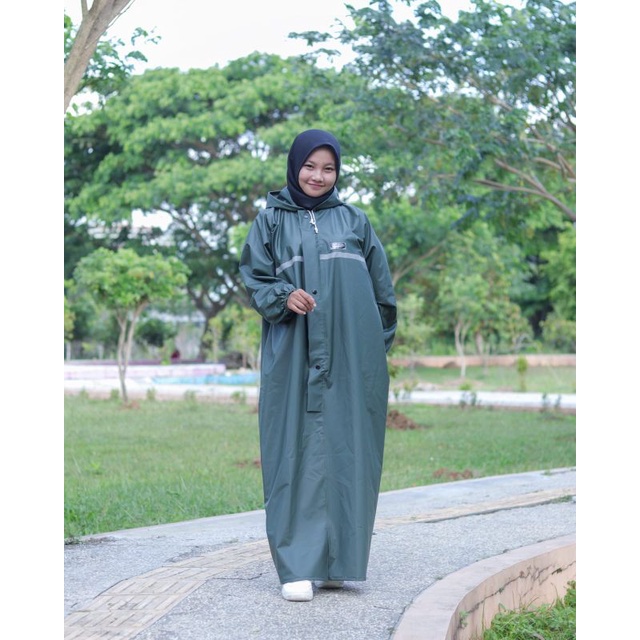 jas hujan GAMIS SYAR'I Wanita Muslimah Bahan Tebal dan Awet