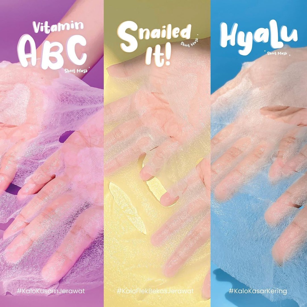 SALSA Sheet Mask 20g (Hyaluronic, Vitamin ABC, Snailed It) - Masker Wajah Daily Original BPOM