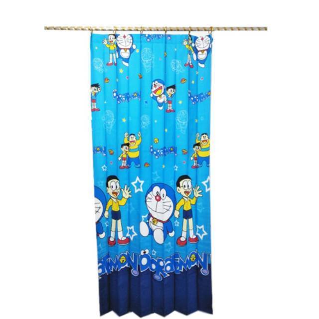 Gorden Pintu  Kamar  Doraemon  Premium Biru Tua Ukuran Lebar 