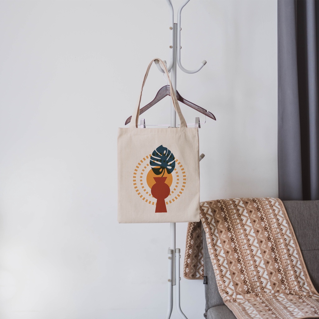 Sevine Tote Bag Kanvas Tas Fashion Totebag Wanita DTF Printing Nordic Aesthetic Series - KPA12