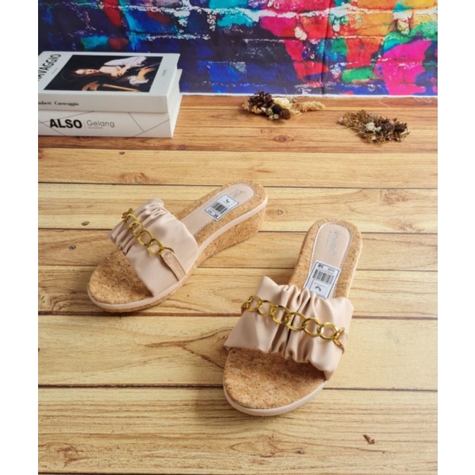 ABBUSHOES Ph 19 wedges kerut rante sol karet 7cm