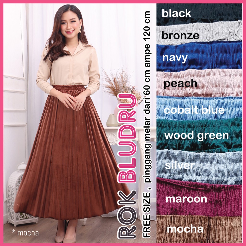 Rok Bludru Jumbo Wanita / Rok jumbo wanita / Rok velvet bludru / Rok plisket Jumbo wanita