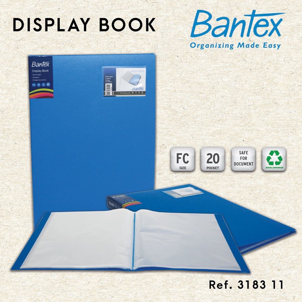 

CLEAR HOLDER / PP DISPLAY BOOK FC 20 POCKETS BANTEX BIRU 3183 11